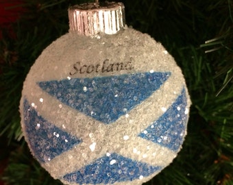 Scotland Flag glass glitter ornament