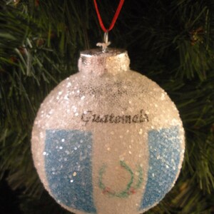 Guatemala Flag glass glitter ornament