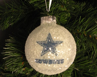 Dallas Cowboys glass glitter ornament