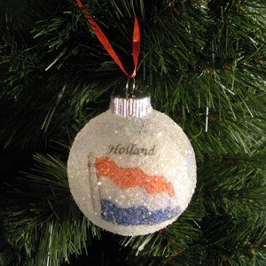Holland Flag glass glitter ornament