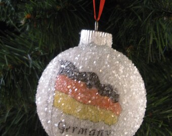 Germany Flag glass glitter ornament