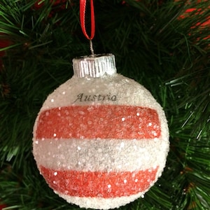 Austria Flag glass glitter ornament