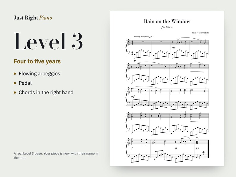 Christmas Piano Sheet Music With Their Name, Personalised, Level 1-3 (PDF) image 9