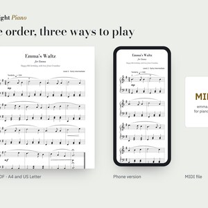 Christmas Piano Sheet Music With Their Name, Personalised, Level 1-3 (PDF) image 4