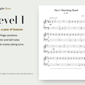Christmas Piano Sheet Music With Their Name, Personalised, Level 1-3 (PDF) image 7