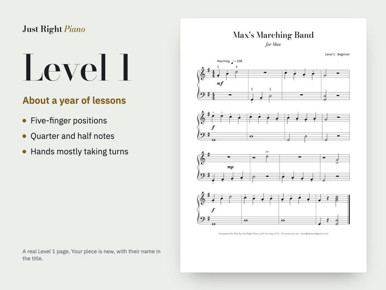 Christmas Piano Sheet Music With Their Name, Personalised, Level 1-3 (PDF) image 7