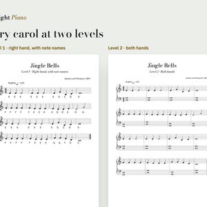 10 Easy Christmas Carols for Piano, Letter Names, Level 1-2 (PDF) image 2