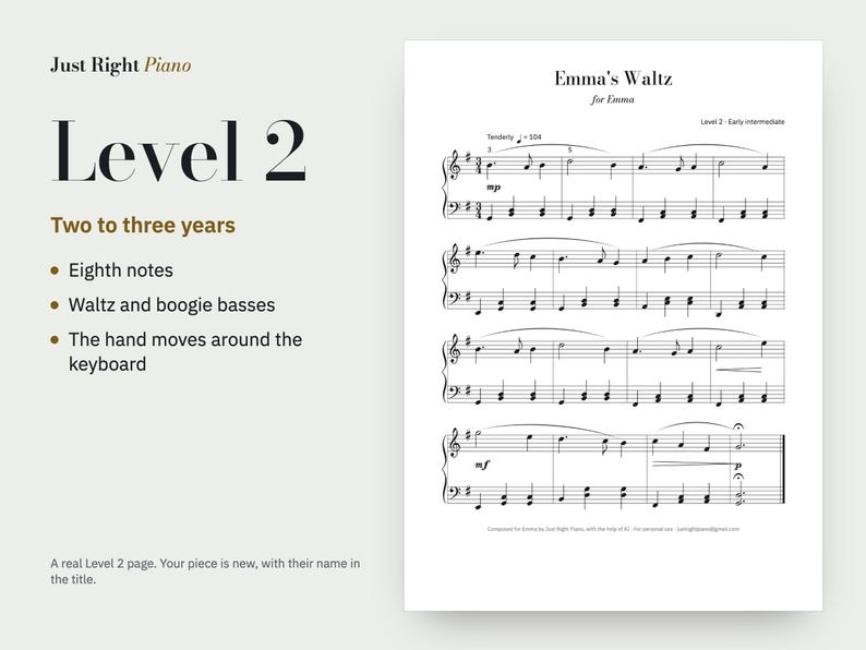 Christmas Piano Sheet Music With Their Name, Personalised, Level 1-3 (PDF) image 8