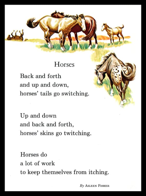 Items similar to Horse Theme Children's Print, Aileen Fisher Poem