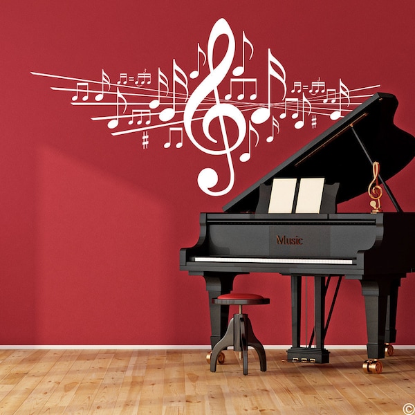 Music Notes Wall Mural Decal Etsy