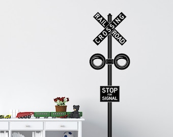 The Railroad Crossing Wall Decal for your train themed bedroom, nursery, and more K702