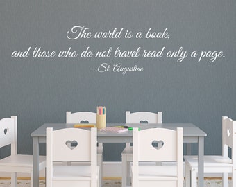 The world is a book, and those who do not travel only read a page. A Wall Decal Quote by St. Augustine L086