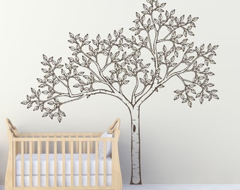 Sketched Tree Wall Decal for interior home decor, removable wall art K743