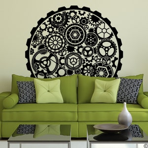 Steampunk Circle Gears Vinyl Wall Decal for bedrooms, living rooms, ceilings + more K729