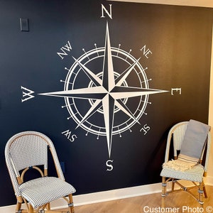The Captain Compass Rose Wall or Ceiling Decal, medallion, world map art, home decor, nautical nursery sticker K514