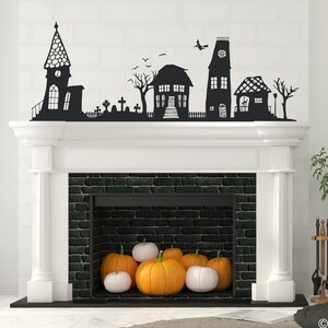 Halloween Homes Wall Decal, home holiday decor, removable DIY wall art K800