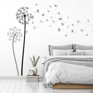 The Freya Dandelions Wall Decal in Two Colors, with 63 DIY floating seeds K799