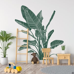 Bird of Paradise Tropical Plant Wall Decal, modern home decor K798