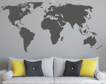 World map Wall decal Vinyl Wall Sticker Decals Home Decor Art Cool wall Decals Stick on Wall Realistic World Map K628