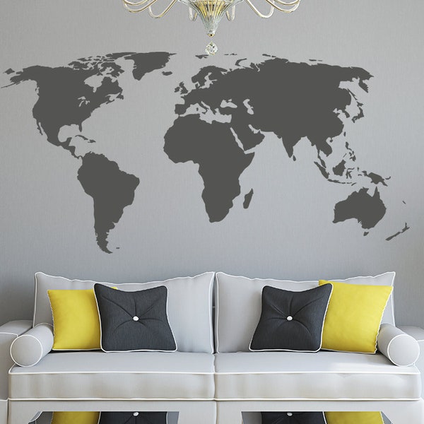 World map Wall decal Vinyl Wall Sticker Decals Home Decor Art Cool wall Decals Stick on Wall Realistic World Map K628