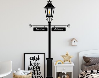 Kitten Cat & Vintage Antique Lamp Post Wall sticker decal art Any colour size.