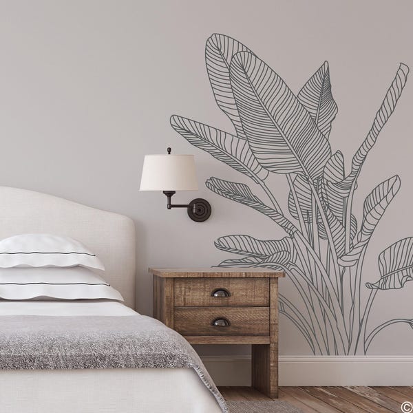 Bird of Paradise Tropical Plant Wall Decal, modern home decor K770