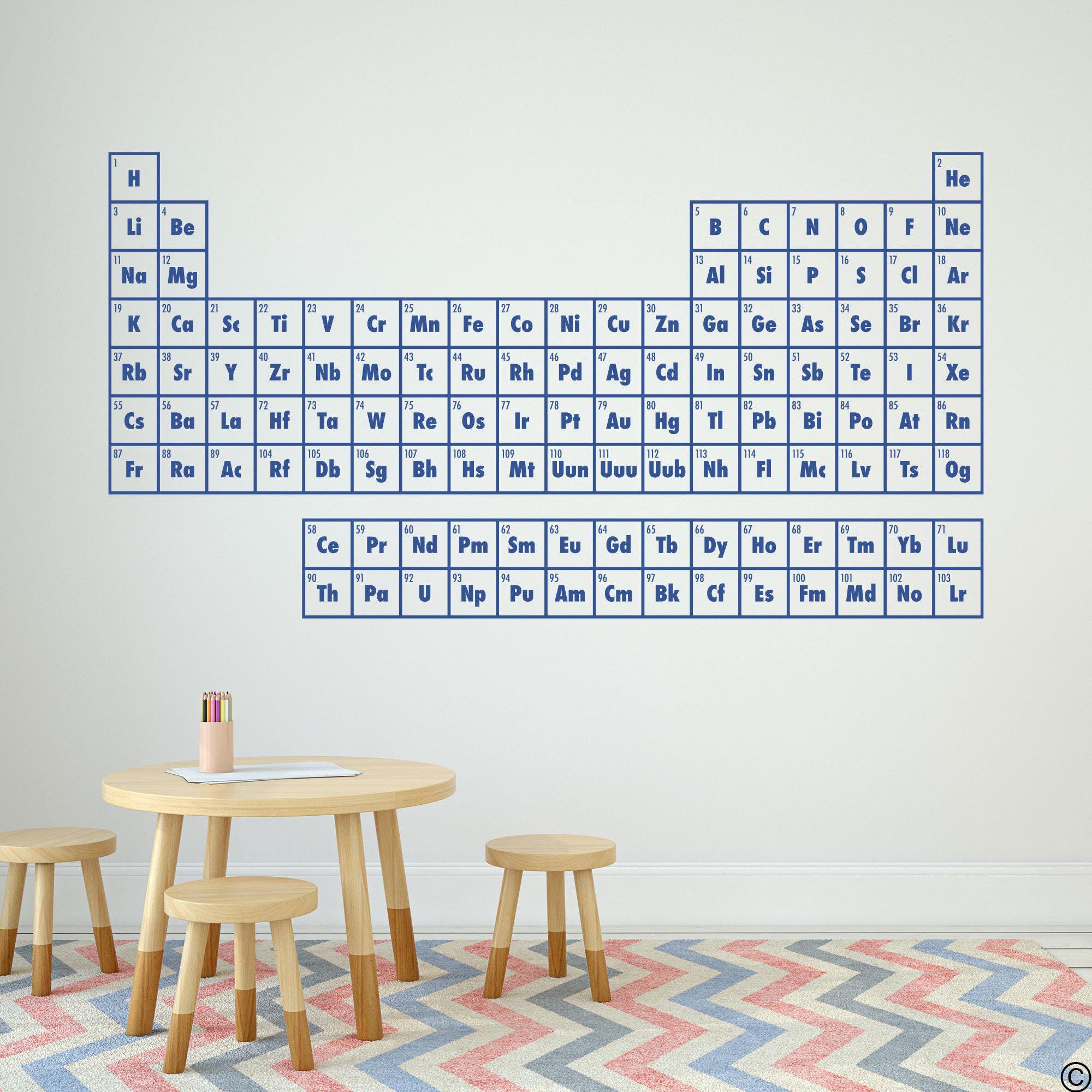 Periodic Table of Elements Wall Decal for Science Classroom, Kid's Room ...