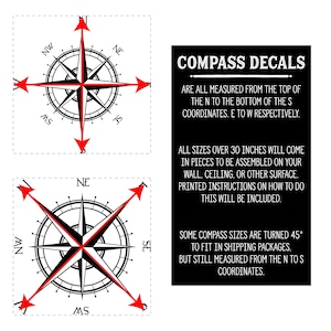 The Captain Compass Rose Wall or Ceiling Decal, medallion, world map art, home decor, nautical nursery sticker K514 image 7