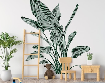 Bird of Paradise Tropical Plant Wall Decal, modern home decor K798