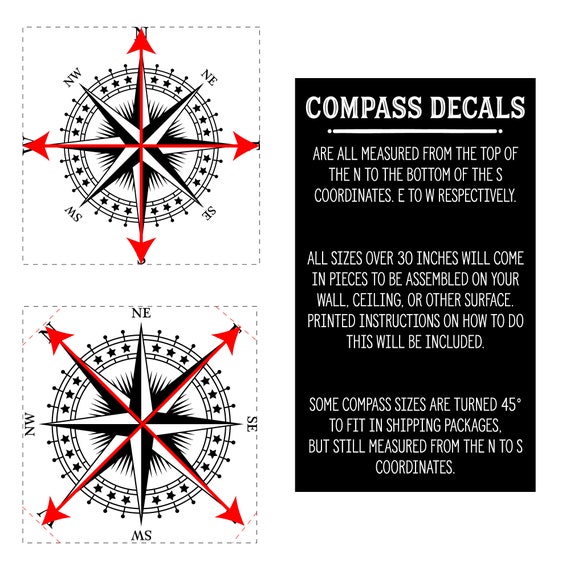Compass Rose /"The Patriot/" Vinyl Wall//Ceiling Decal nautical room sticker K625