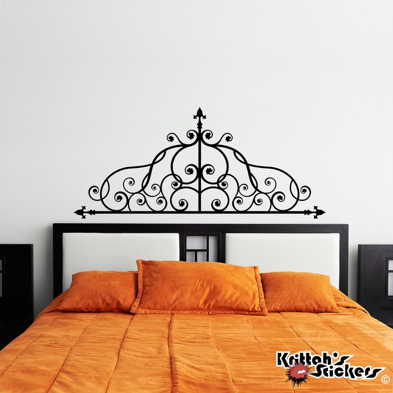Wrought Iron Headboard Vinyl Wall Decal Design Fits Above Etsy
