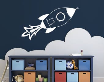 Rocket Ship Wall Decal for nursery, kids room, and more K696