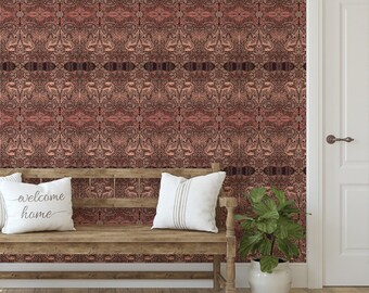 Vintage Floral Peel and Stick Wallpaper: Burgundy & Pink Hues CM145