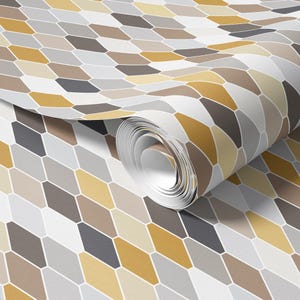 Peel-n-Stick Wallpaper, Ochre Hexagon Pattern, printed with eco-friendly ink, self-adhesive and removable W019