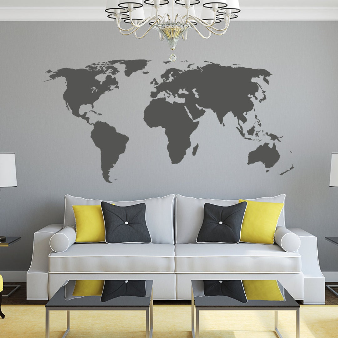 World Map Wall Decal Vinyl Wall Sticker Decals Home Decor Art Cool Wall Decals Stick on Wall
