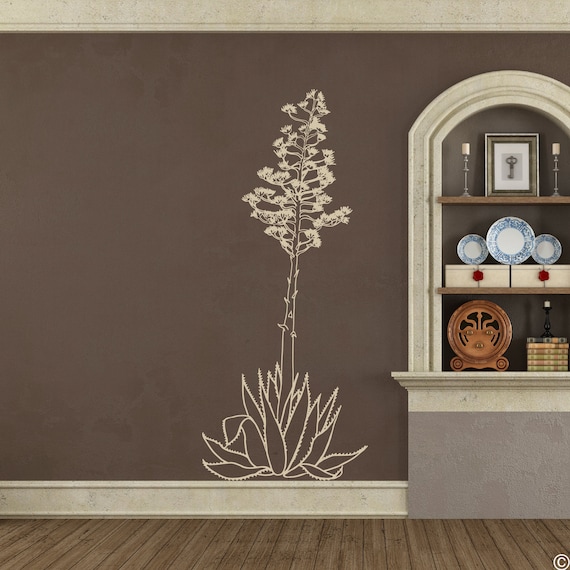 commonly called the Century Plant modern home plant decor B010 Hand Drawn Agave Americana Wall Decal