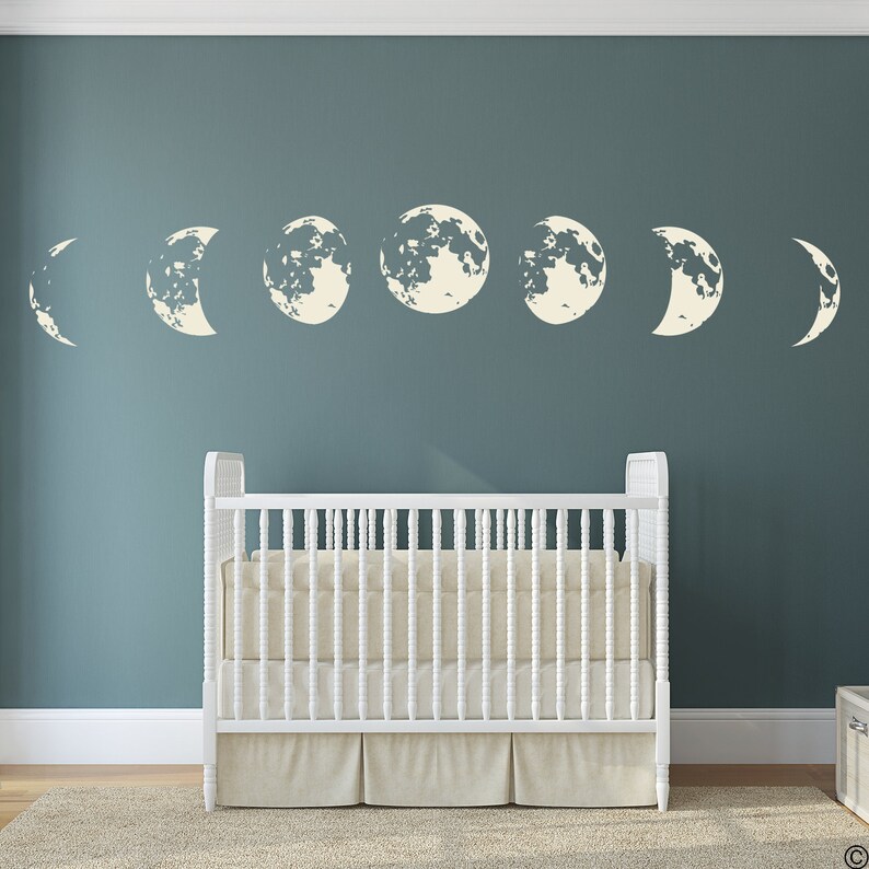 Phases of the Moon Vinyl Wall Decal pick a lighter vinyl Etsy