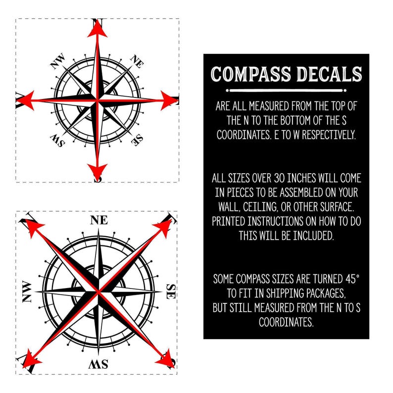 Vinilo decorativo personalizable de rosa de los vientos: añadir coordenadas K771 imagen 9