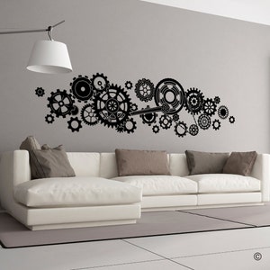 Steampunk Gears and Cogs Wall Decal, removable home, office, restaurant decor K598