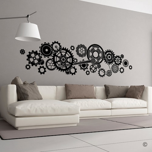 Steampunk Gears and Cogs Wall Decal Removable Home Office Etsy