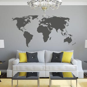 World Map Vinyl Wall Decal: Home Decor K628