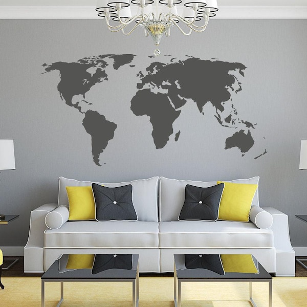 World Map Vinyl Wall Decal: Home Decor K628