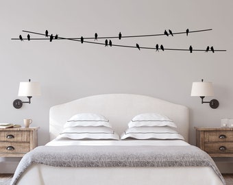 Birds on Wire Wall Decal, home decor for your bedroom, nursery, living room and more K748