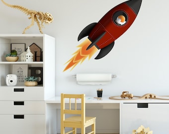 Rocket Ship Wall Decal: Astronaut, Removable Fabric or Vinyl R002