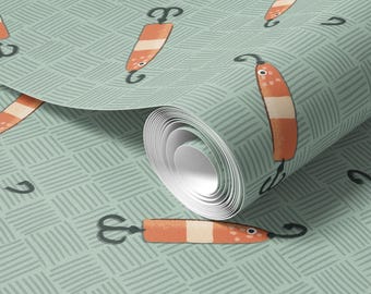Fish Hook Bait Peel and Stick Wallpaper: Removable, Eco-Friendly Ink CM098