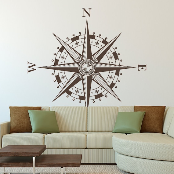 Compass Rose Vinyl Wall//Ceiling Decal fits nursery living room more K649