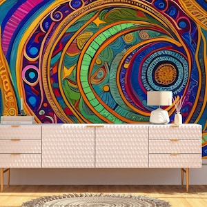Peel and Stick Wall Mural: Abstract Celestial Art - Removable, Repositionable M012