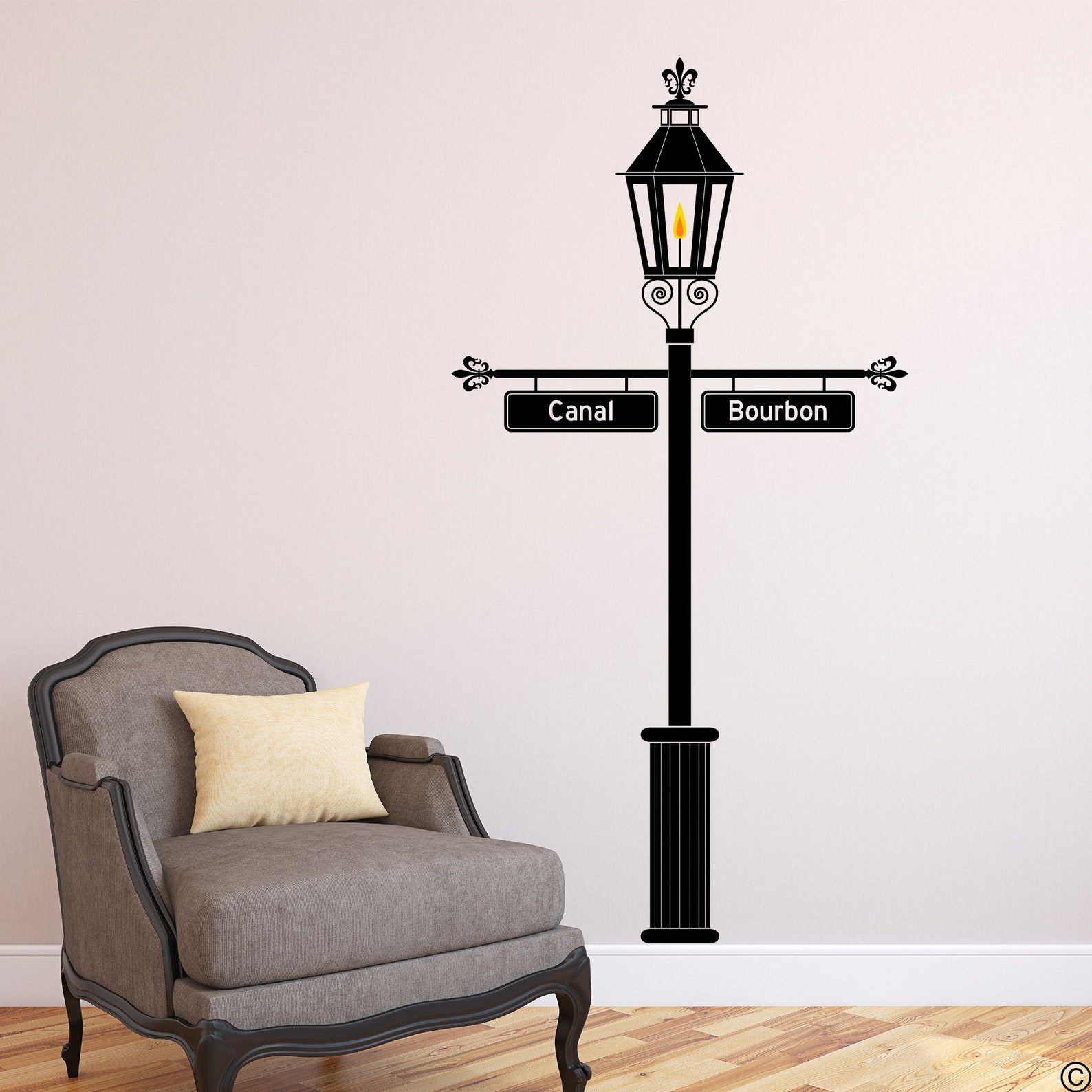 Gas Lamp Post With Customizable Street Signs Wall Decal K520 Etsy