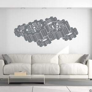 3D Steampunk Gears Vinyl Wall Decal K590