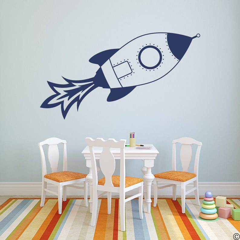 Rocket Ship Wall Decal for Nursery Kids Room and More K696 Etsy